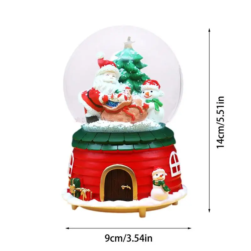 Christmas Snow Globe Santa Riding An Elk Musical Box Color Change Crystal Ball Christmas Snow Globe Ornament  for Christmas Home