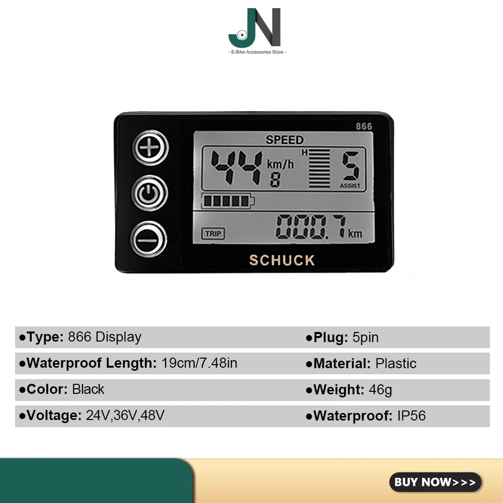 Bafang-Schuck S866 LCD Display with 5 Pin Waterproof Female Connector,Use for Electric Scooter or 8Fun Motor Conversion Kit