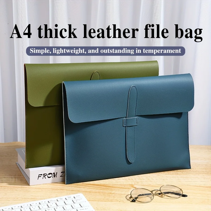 

A4 Leather File Folder Document Organizer Bag With Snap Closure Office Supplies Storage Case For Papers Portable Produce Box
