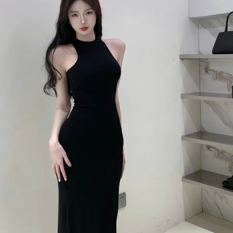 Kalan puro desejo svel feminino dr verão novo gola alta fino ajuste camada base saia longa coreano sle commute dr