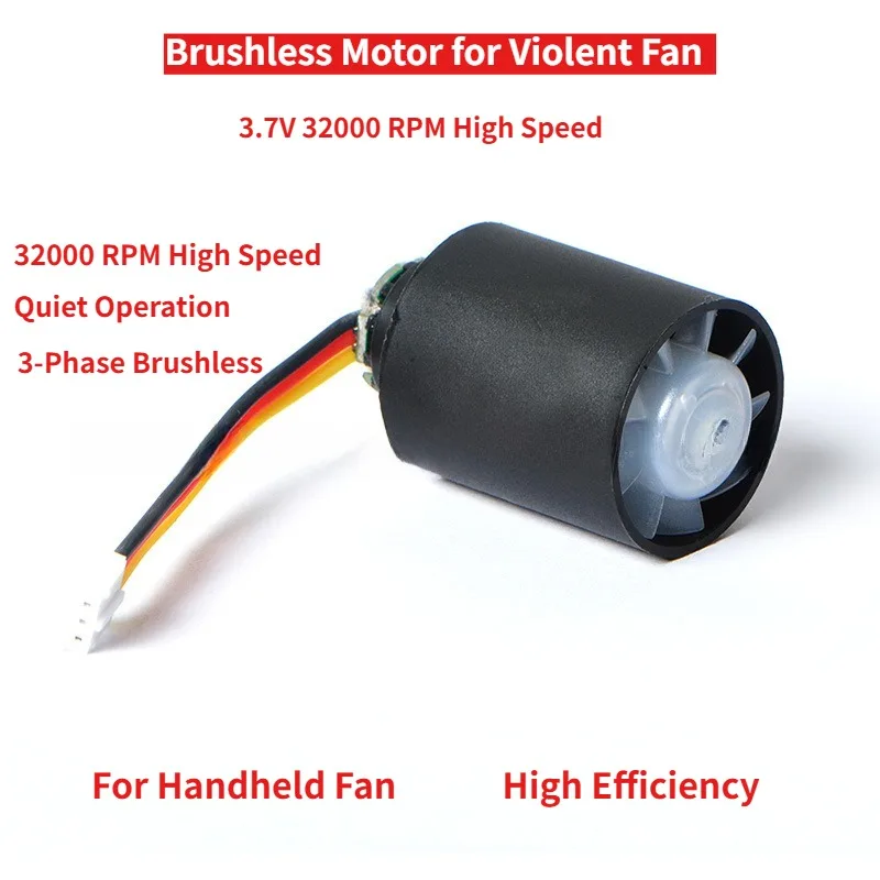 

High Speed 3.7V Brushless Motor, 32000RPM 3-phase Quiet Motor, Handheld Violent Fan Replacement Part