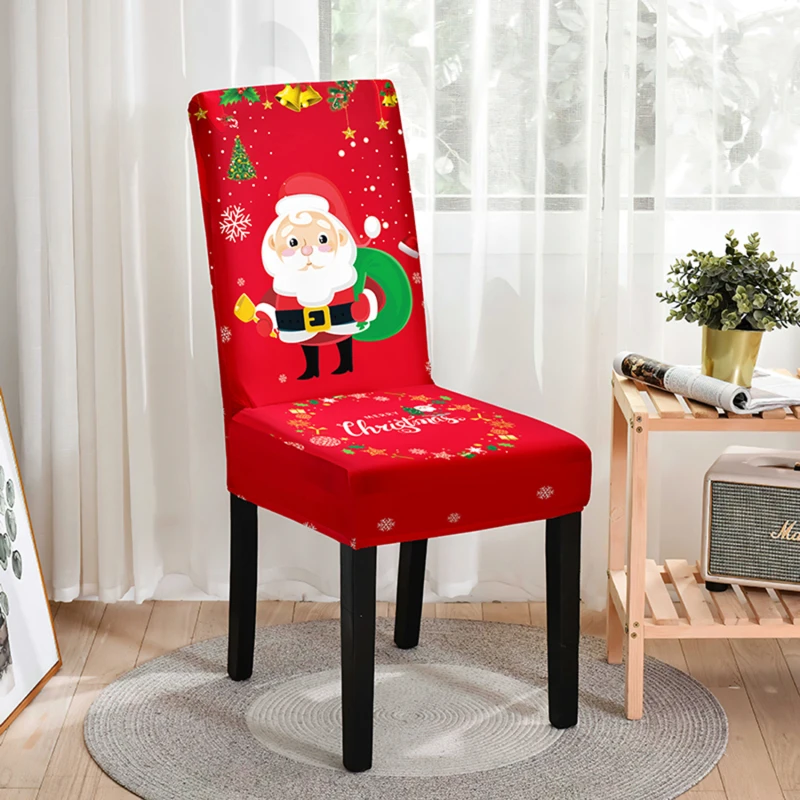 Weihnachten Stuhl Abdeckung Festliche Neujahr Atmosphäre Dekoration Hochstuhl Zurück Elastische Volle Paket Staubdicht Mode Stuhl Abdeckung
