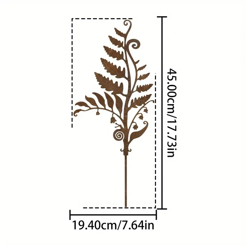 Classic Metal Fern Garden Stake Romantic Snail Design Floor Mount No Electricity Needed Flower Theme Outdoor Decoration 1pc