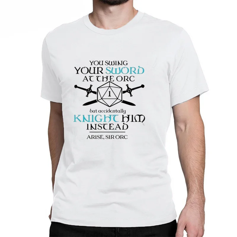 Table RPG D20 Arise Sir Orc échec critique T-Shirt dessus frais chemise pour hommes coton T-Shirt décontracté répandu
