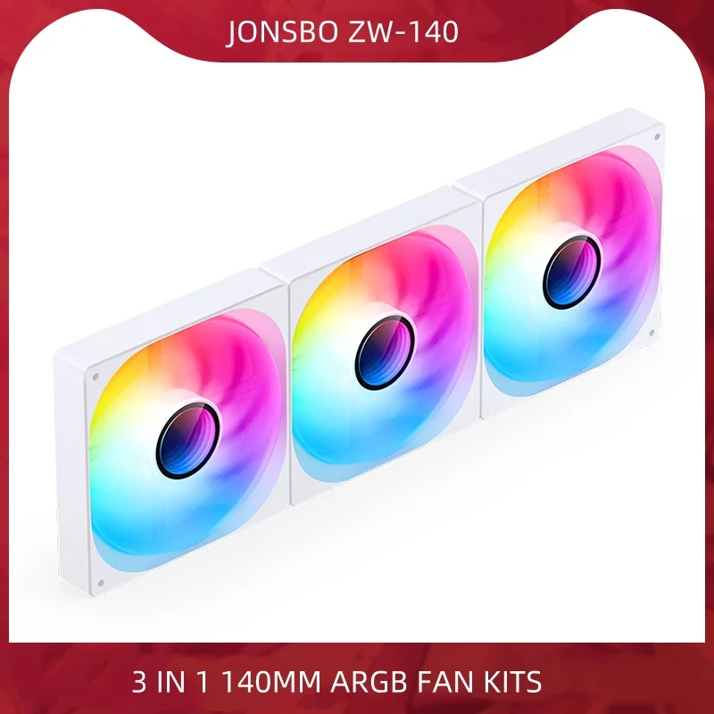 JONSBO ZW-140 3 IN 1 Computer Case Fan 14CM 5V ARGB 140mm Monolithic Structure Water-Cooled Fan PWM Forward/Reverse Fan Kits