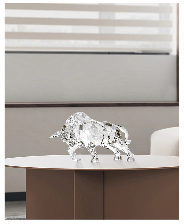 Raum Dekor Tier Ox Skulptur Ornamente Acryl Kristall Handwerk Statue Wohnzimmer Büro Desktop Dekoration Nordic Artwork Geschenk – Detail 10