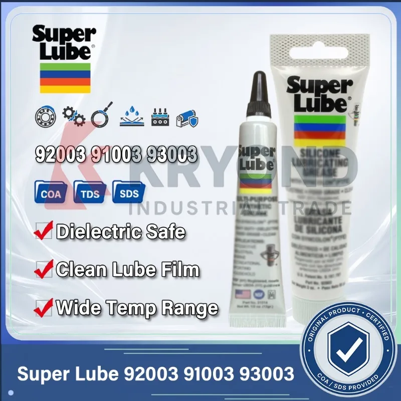 Super Lube 92003 Silicone Lubricating Grease Syncolon PTFE NSF H1 Dielectric Waterproof Bearing Seal O Ring Machinery 3 oz Tube