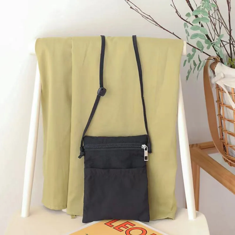 

New Nylon Fabric Cell Phone Bag Lightweight Solid Color Shoulder Bag Thin Strap Crossbody Bag Women