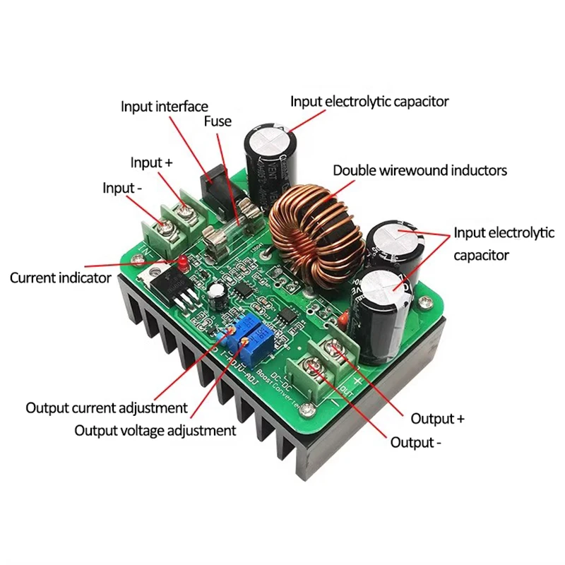 DC-DC Boost Power Module 600W High Power Solar Notebook Power Supply 12-60 Rise 12-80V Adjustable