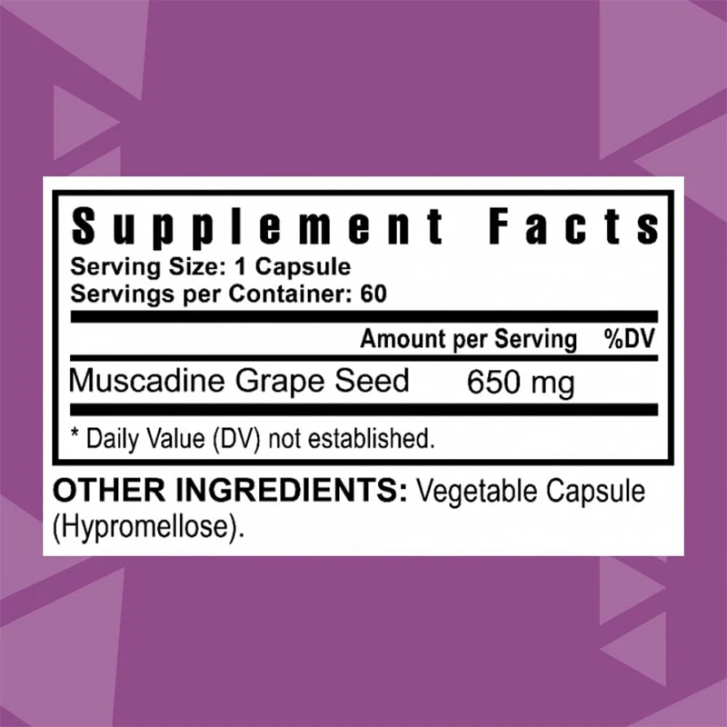 High Quality Muscat Grape Seeds 650mg,antioxidant Superfood-rich in Resveratrol,tannic Acid,quercetin, Anthocyanins, 60 Capsules
