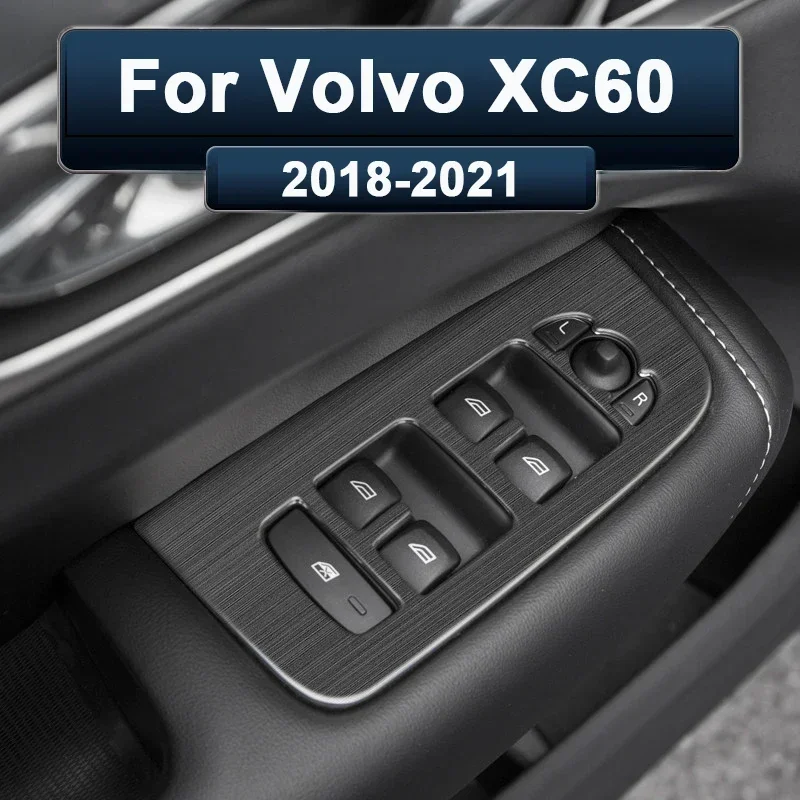 Stainless Car Door Armrest Panel Window Switch Lift Buttons Cover Trim Stickers For Volvo XC60 2018-2023 2024 2025 Accessories