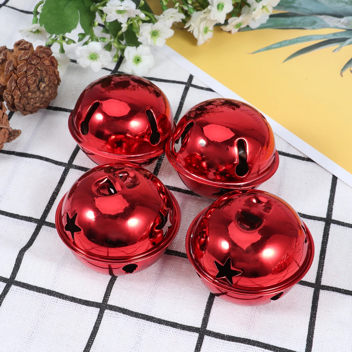 

21Pcs Bell Ribbon Set Christmas Premium Handmade Jingle Bells Hollow Decor for Tree Party Wedding Craft DIY Accessories