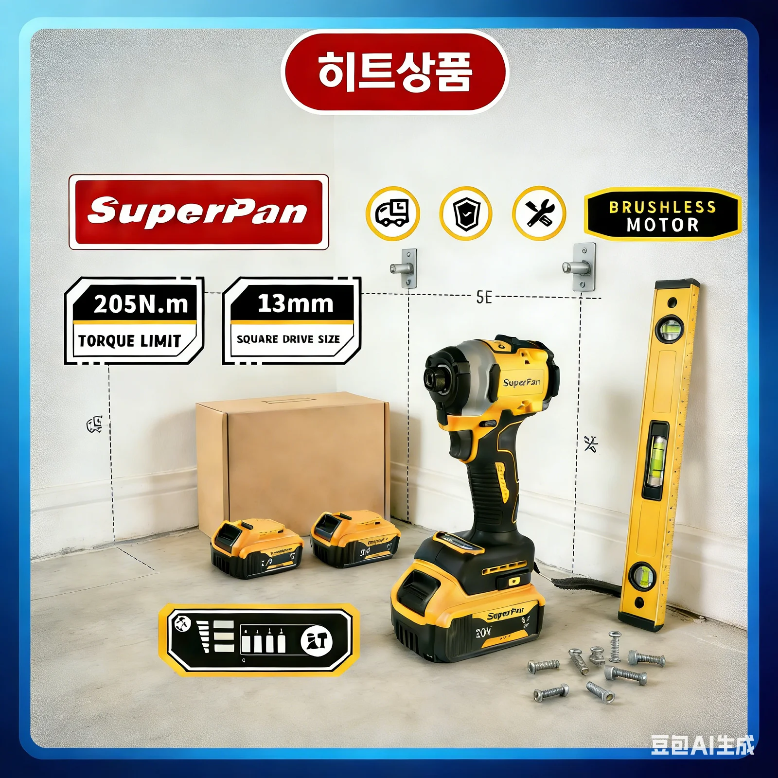 

Низковибрационная ударопрочная отвертка SuperPan 205 Нм 20В для точного ремонта электроники, совместимая с аккумулятором Dewalt 20В