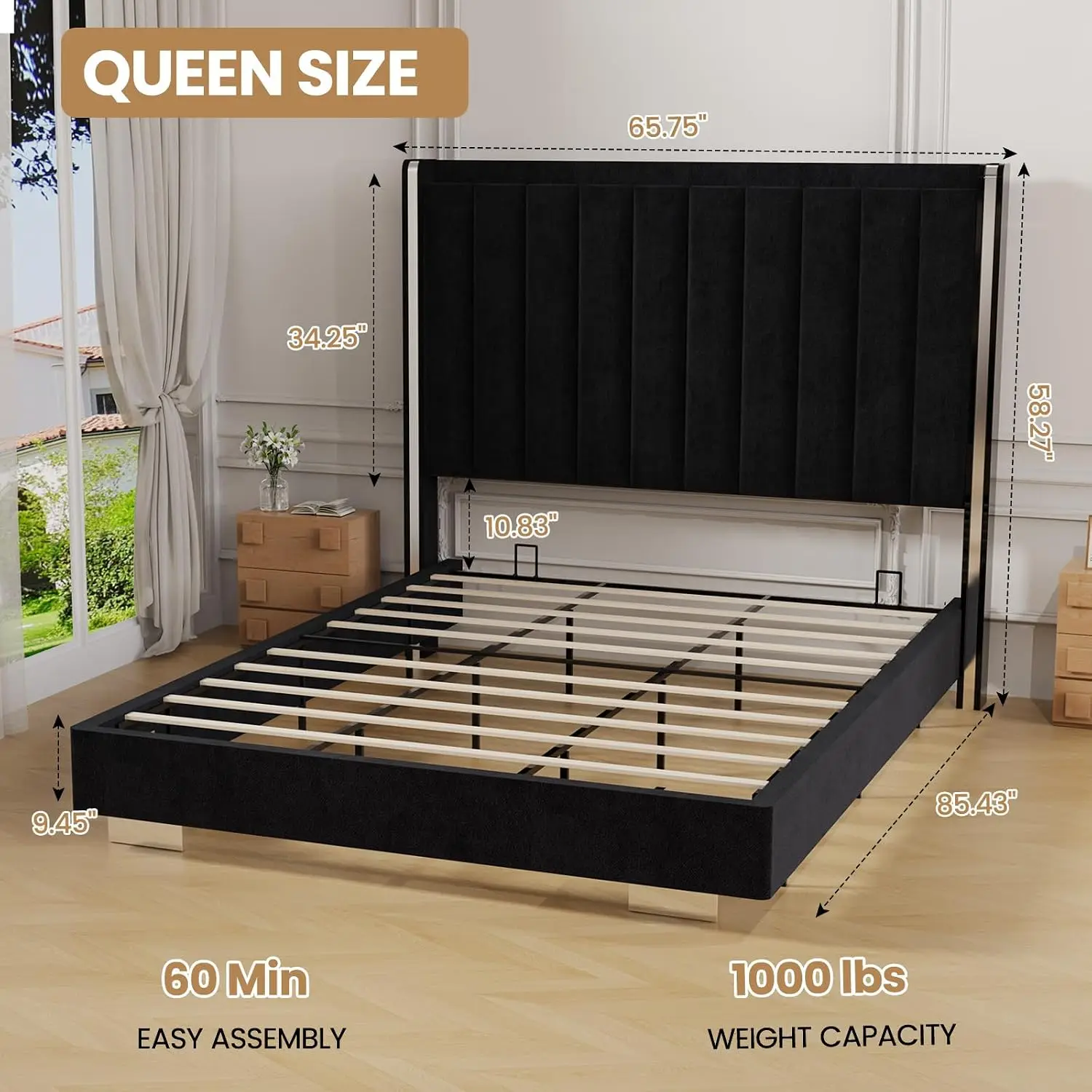 Queen Size Bed Frame, 58