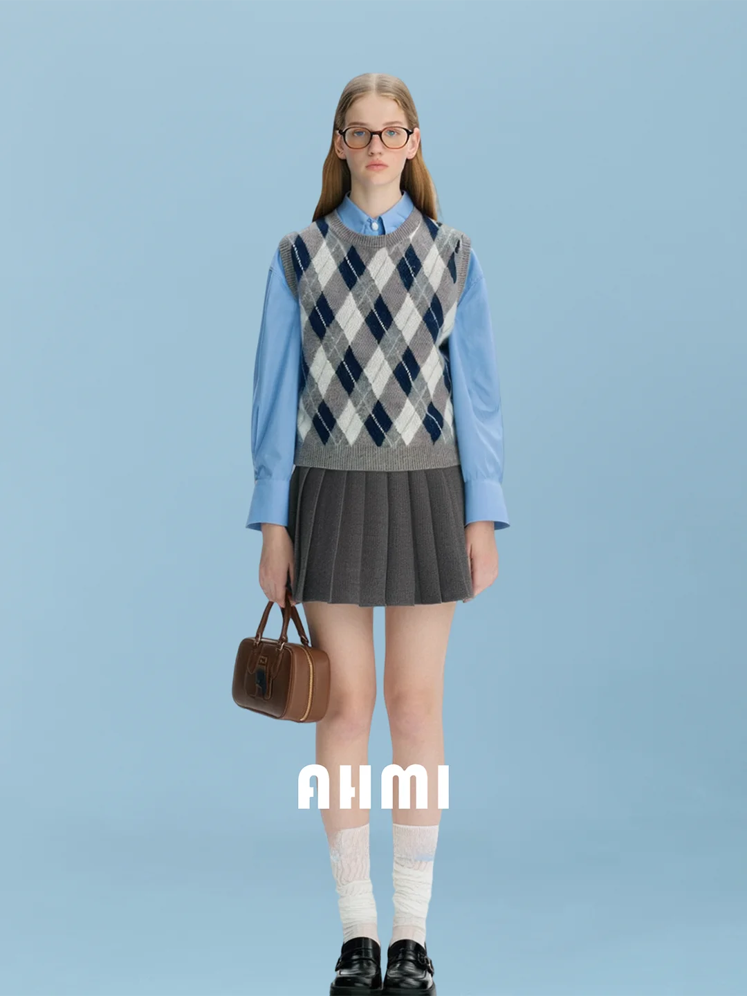 

Женский вязаный жилет AHMI с V-образным вырезом, теплый, в университетском стиле, с ромбовидным узором, весна-осень, новый, молодежный, универсальный топ