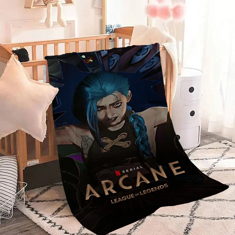 

Arcane League of Legends Throw Sofa Blankets & Throws Knitted Blanket Fluffy Microfiber Bedding Knee Bed Decorative Double Soft