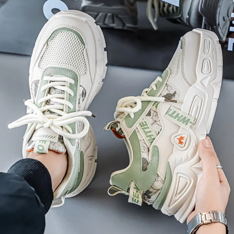 

Men's Running Shoes Lightweight Breathable Mesh Soft Bottom Casual Dad Trendy Spring Autumn New Arrival round Toe Color