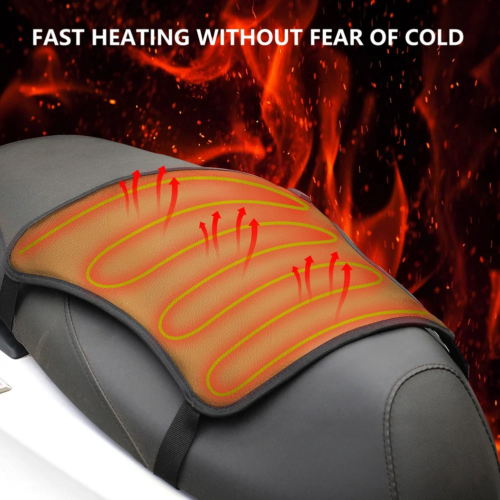 

12V Heated Motorcycle Seat Cushion Winter Warmer Seat Cover Electric Heating Pad 3 Gear Temperature Control Heating Cushion Mat