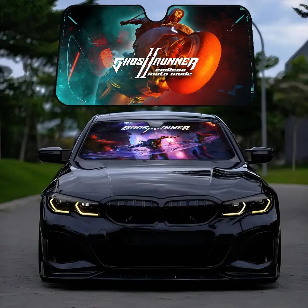 

G-Ghostrunner 2 Car Sunshade Curtains Heat-insulating Film Reusable Suction Cup Blocks UV Rays Car Sun Visor Protector