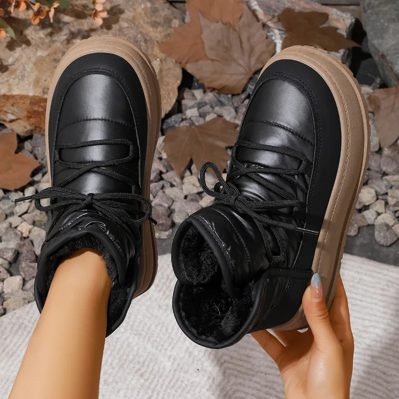 

2025 New Women Soft and comfortable Cotton Boots Platform Height I Plush Warm Winter Boots Outdoor High Top Casual boot