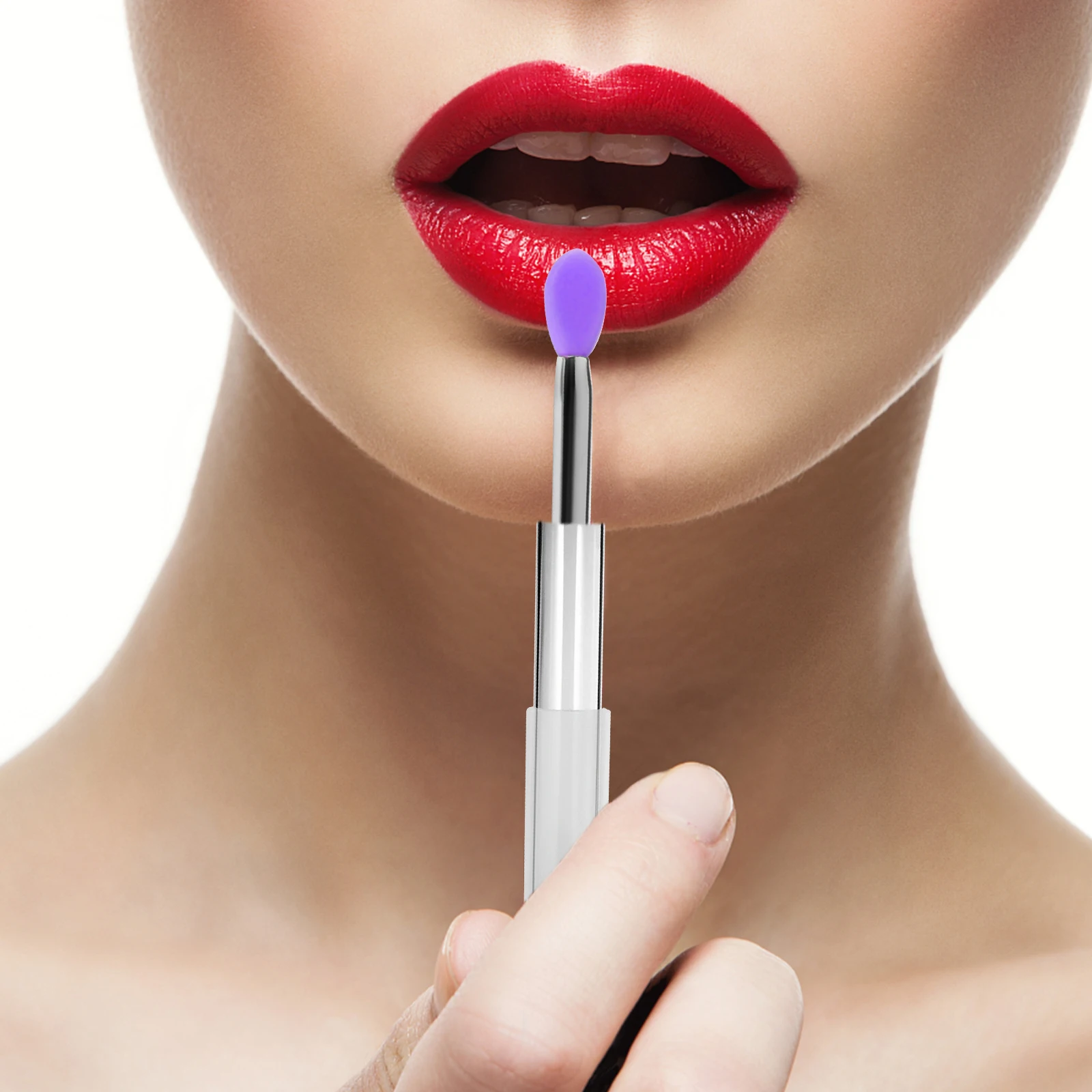 

10 Pcs Silicone Lip Brush White Applicator Cap Reusable Portable Makeup Lip Balm Gloss Mask applicator brush plastic handle even