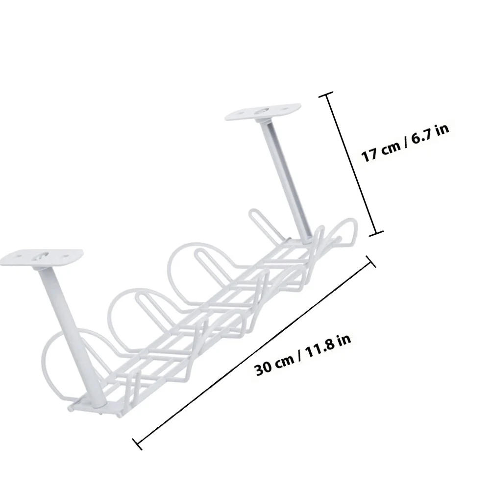 1 conjunto profissional sob o organizador de cabos de mesa cesta de ferro tira de gerenciamento de cabos suporte de armazenamento conveniente