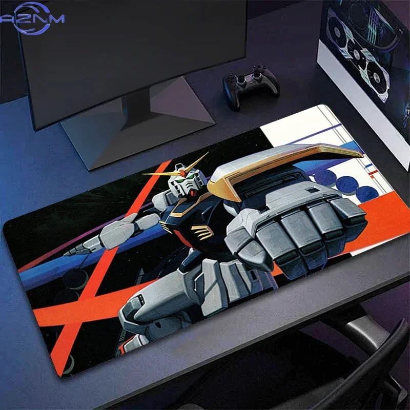Black Base Retro Anime Mecha Robot with Bold Color Geometric Lines Mouse Pad, Rubber Non Slip Backing, Smooth Surface Gaming Des