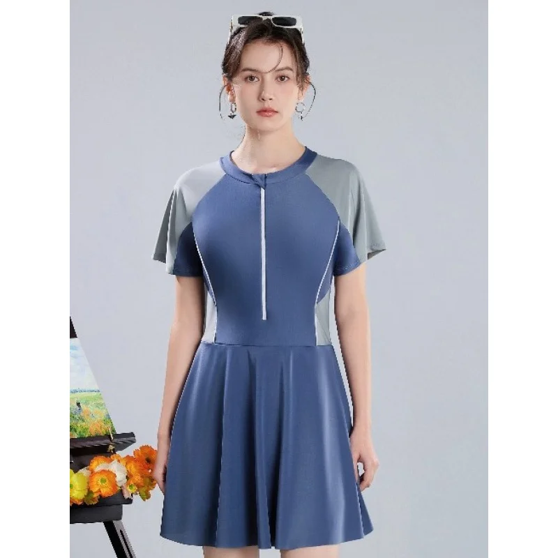 Minsu Traje de baño deportivo para piscina para mujer Falda de una pieza Estilo Boxer Traje de baño Control de barriga Adelgazante Tallas grandes Primavera caliente B