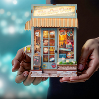 Handmade DIY Book Nook Kit Miniature DollHouse With LED Light 3D Puzzle Model Building Wooden Bookshelf Bookend Toy Adults Gifts