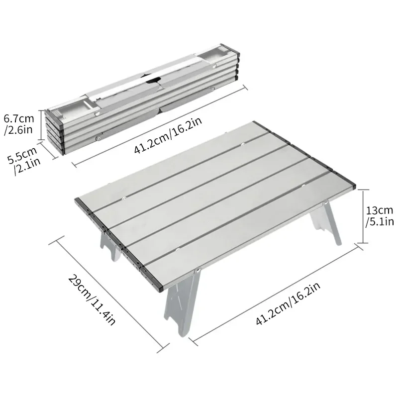 WESTTUNE Mini Camping Portable Aluminum Alloy Outdoor Table Roll-Up Folding 2