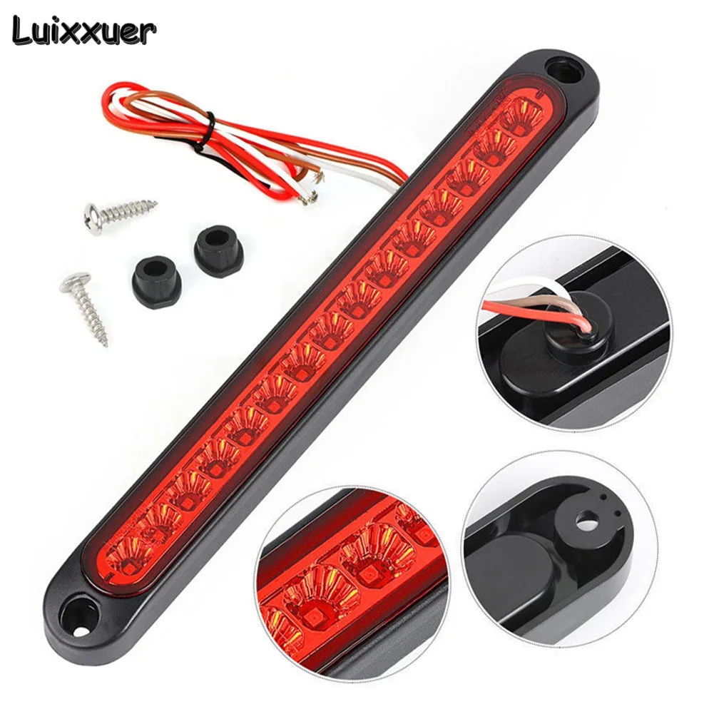 Universal 15LED Car Light Bar 12V Red Third Brake Light Rear Light Signal Side Marker Turn Signal Stop Warning Lamp High Mount