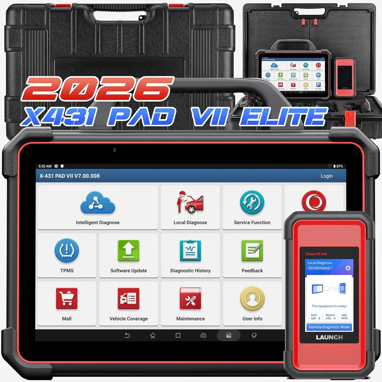 LAUNCH USX431PAD7 Car Diagnostic Tools J2534 Smartlink Automotive Scanner Auto Diagnost Online ECU Programming OBD Professional OE-Level Topology Mapping Free Shipping