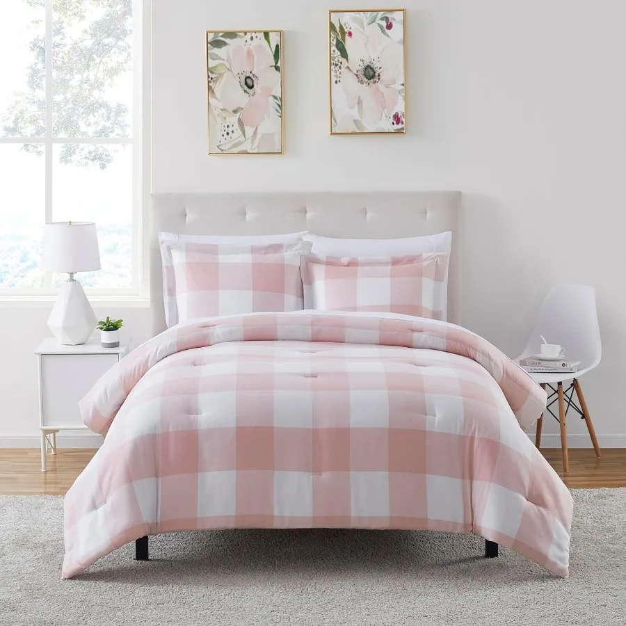 

Twin Comforter Set with Sheets - 5-Piece Bedding Collection - Deep Pocket - Soft Premium Quality - Ideal for All Seasons - Chec