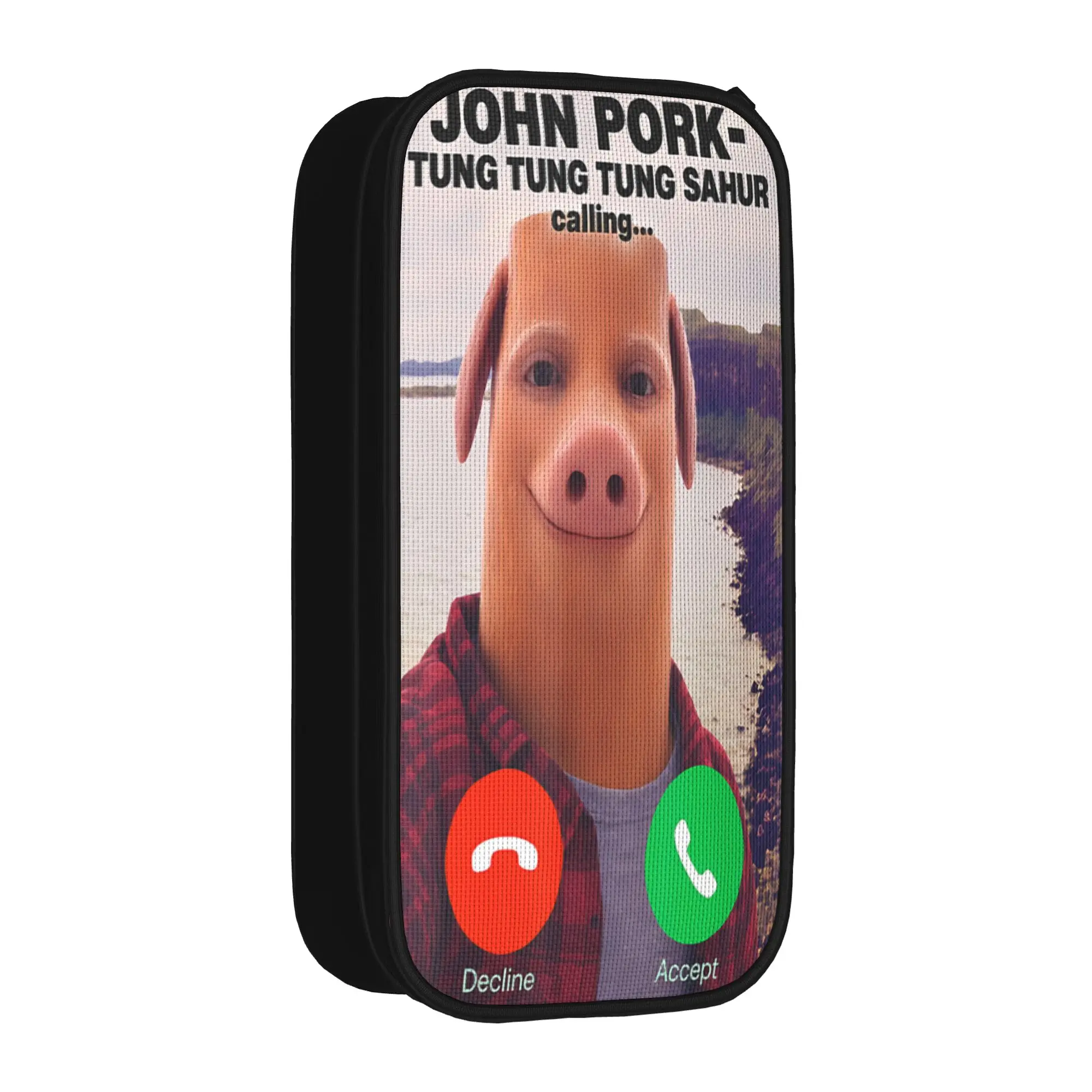 Tung Tung Tung Sahur John Pork is Calling Brainrot Pencil Case University Pencil Bag Students Aesthetic School Pencil Cases