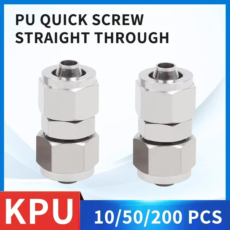 

10/50/200Pcs Metal Pneumatic Quick Connector for Air Hose Fittings Copper Nickel Plated KPU Fast Joints in OD 4-16MM