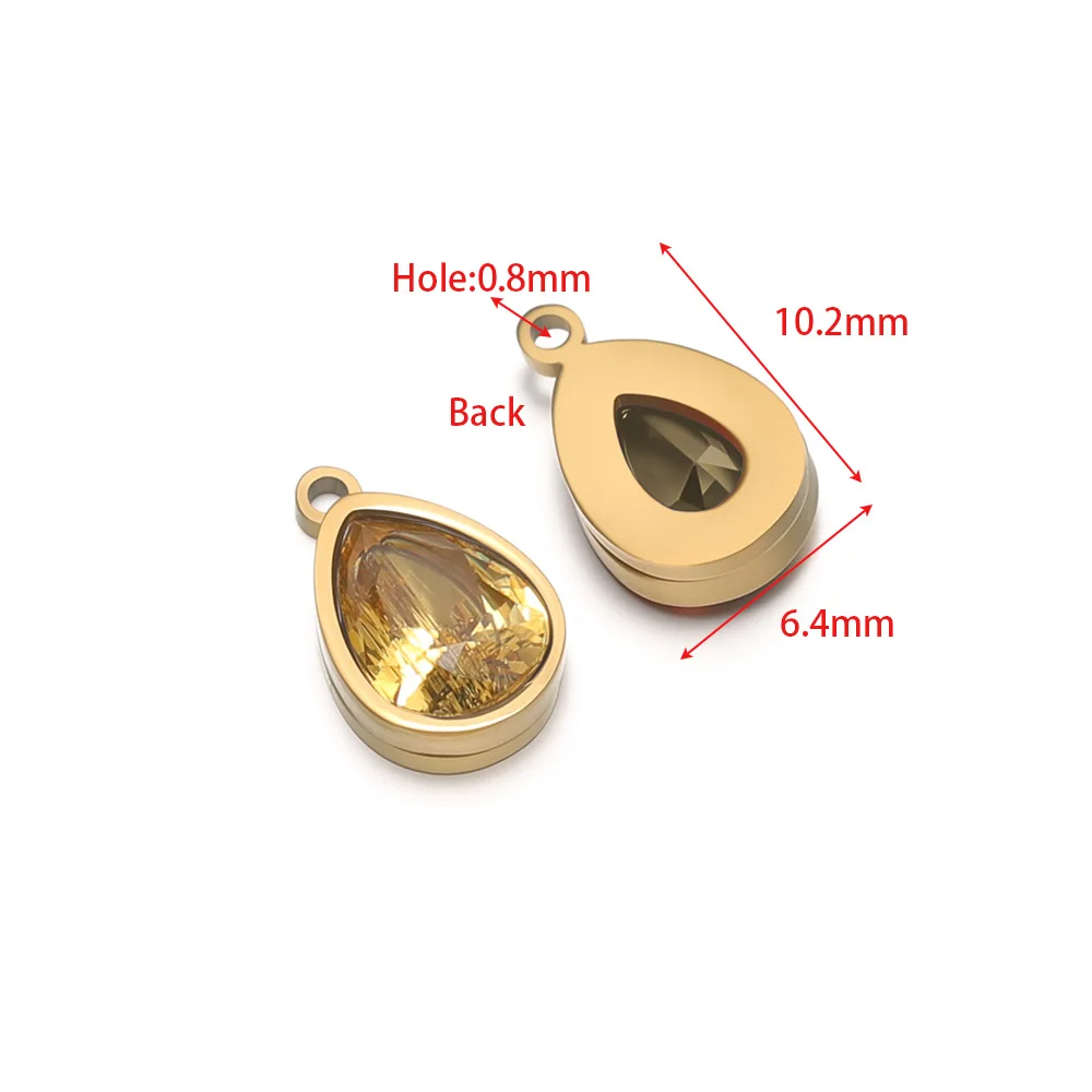 10Pcs 12 Months Birthstone Pendant Waterdrop Shape Zircon Charms Bulk for DIY Necklace Bracelet Findings Jewelry Earrings Making