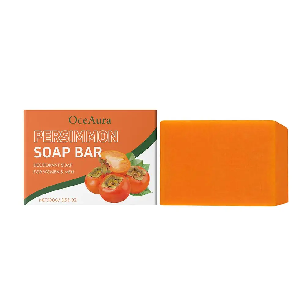 Persimmon Cleansing Soap Bar Body Care Face Wash Exfoliating Soap Fruit Handmade Shower Soap Body Odor Removal Soap 1/2/3/4/5/10