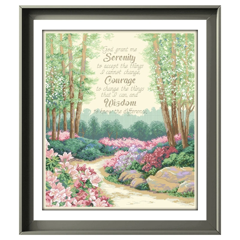 God grant me serenity cross stitch package 18ct 14ct 11ct light yellow cotton silk embroidery DIY handmade needlework