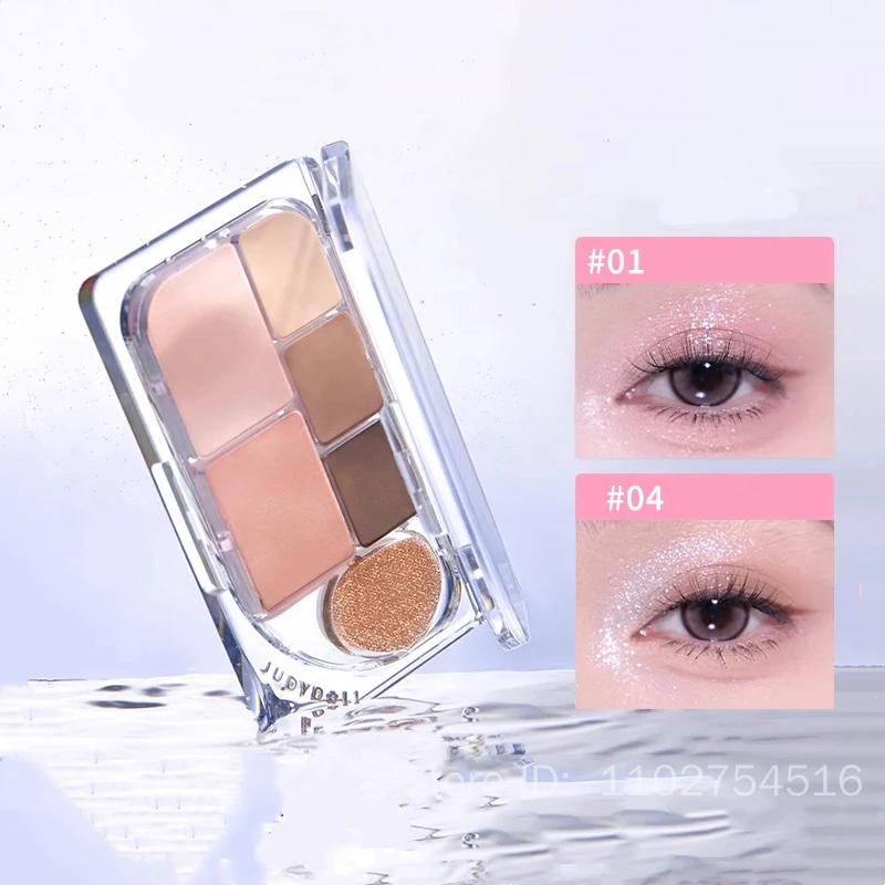 

Judydoll 6 Colors Eyeshadow Multi-Purpose Palette Blush Highlighter Contour Matte Glitter Brightening Eye Shadow Pigment Makeup