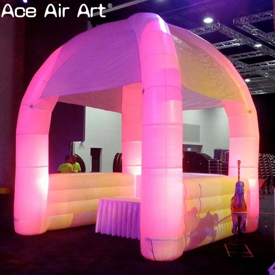LEDライト付きインフレータブル展示会カウンターテント（夜間受付用）インフレータブル販売ブース屋外ポータブルブース