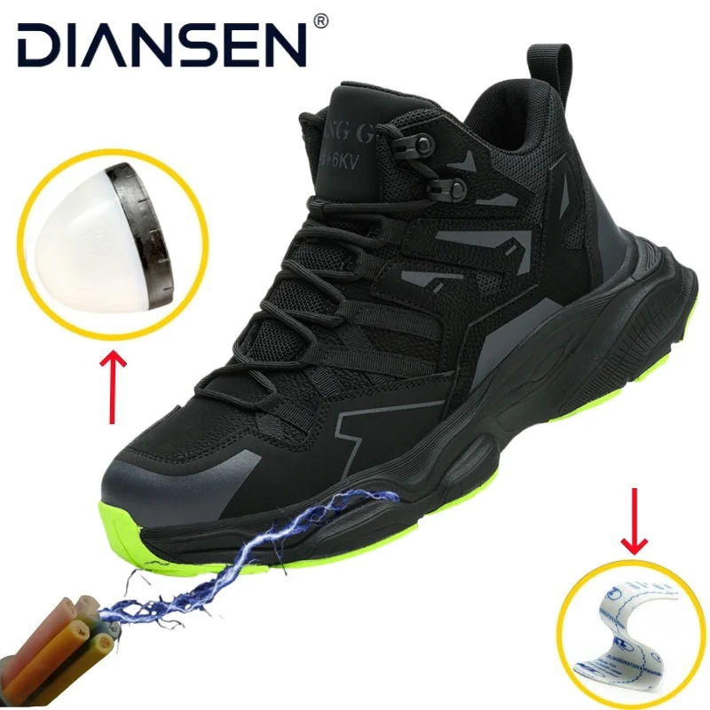 الاستاتيكيه مركب الصلب تو كيفلر-أوسط النعل أحذية أمان الرجال المضادة للثقب عدم الانزلاق أحذية حماية العمل الصناعية