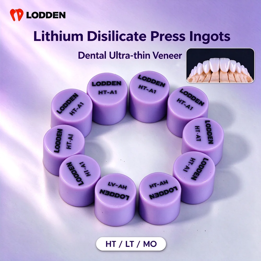 10Pcs Lodden Dental Purple Press Lithium Disilicate Tablets Dental Lab Glass Ceramic Ingots Blocks Pressing Dentistry Materials
