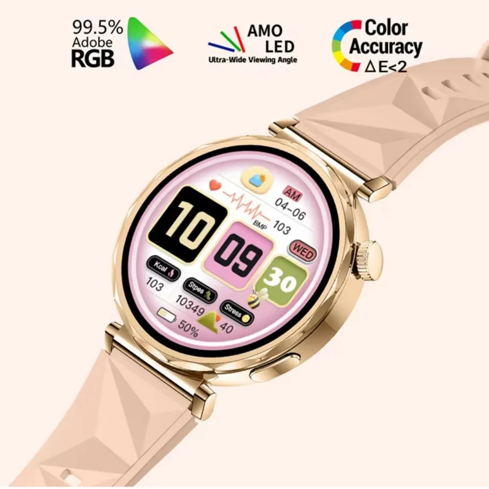 

1,3-дюймовый Amoled-экран, модные женские умные часы Reloj, BT Call HD GT5, мини-смарт-часы 2025 для женщин