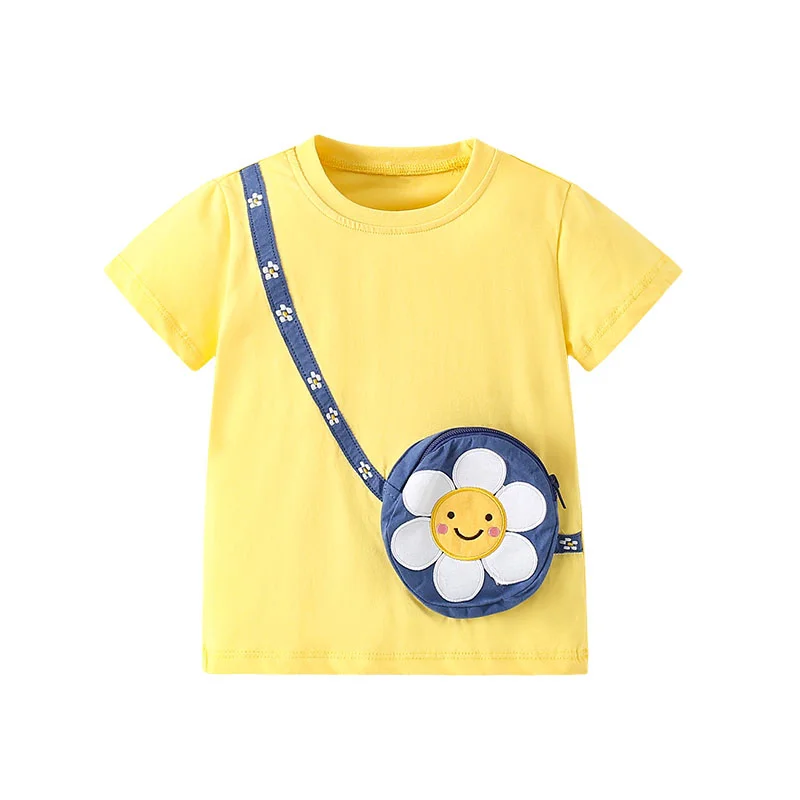 

Jumping Meters 2-7T Summer Girls T Shirts Short Sleeve Kids Tees Tops Bag With Zipper Baby Costume Children's Clothes Shirts