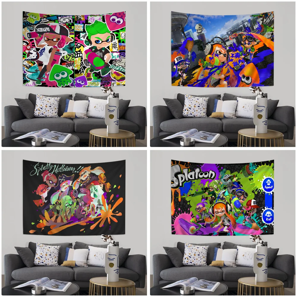 Game S-Splatoon Printed Large Wall Tapestry Cheap Hippie Wall Hanging Bohemian Wall Tapestries Mandala INS Home Decor