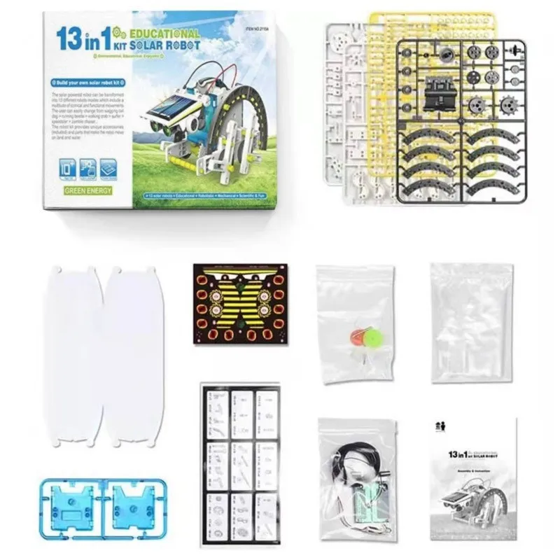 Rompecabezas para niños, montaje artesanal, bloques de construcción 12 en 1, iluminación inteligente, experimento científico, juguetes solares