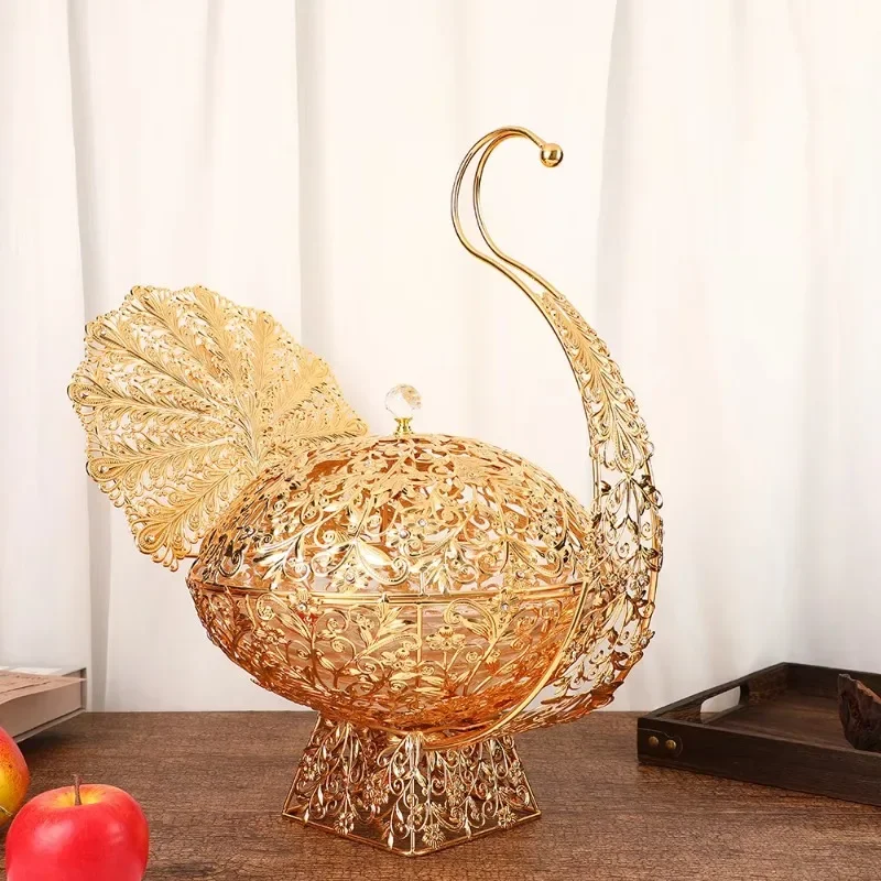 

New European-style Glass Cake Stand Creative Snack Dried Fruit Handheld Fruit Basket With Handle For Home Decorations