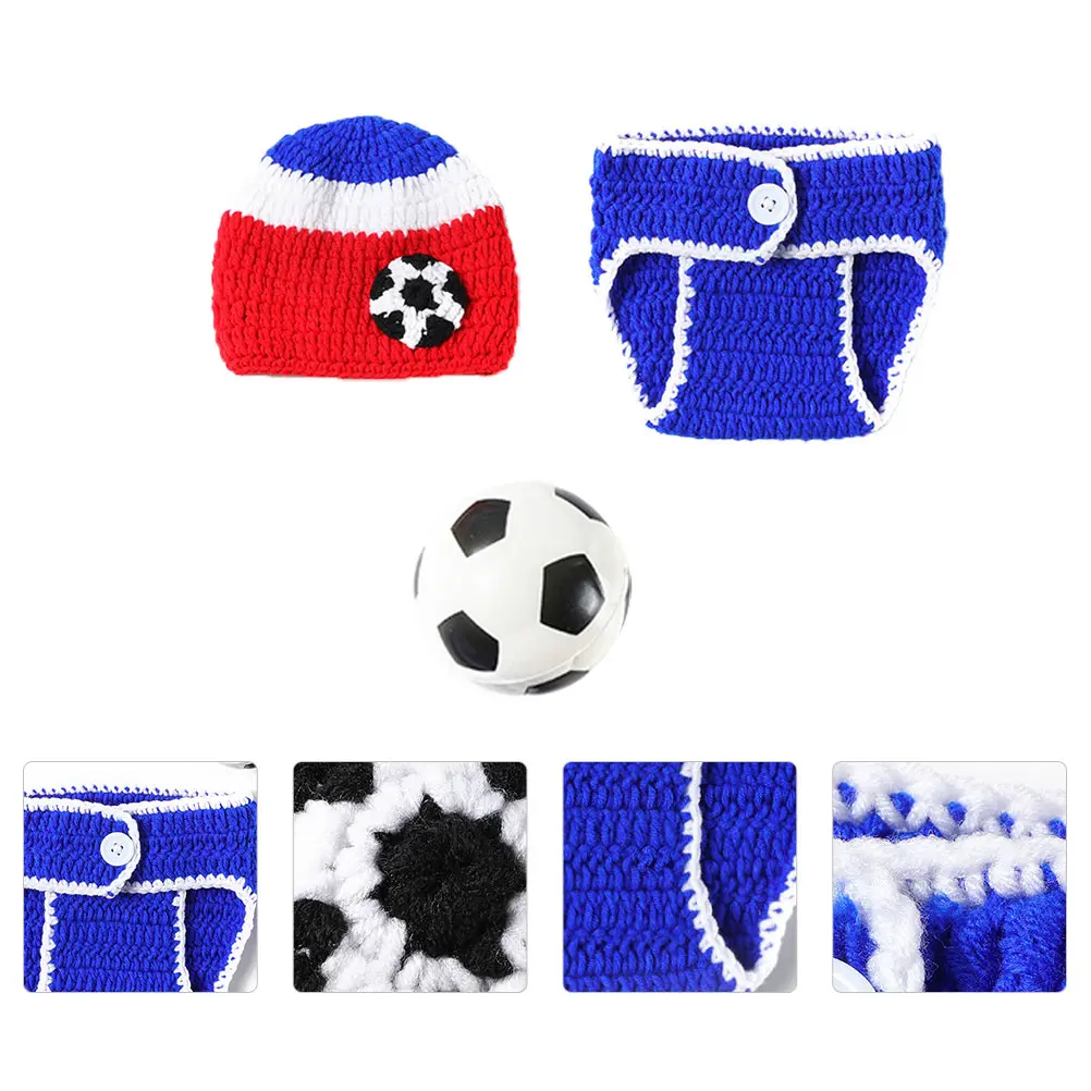 

1Set Baby Knitted Football Costume Set Shorts Hat Newborn Photography Outfit Lovely Baby Photo Shoot Clothes Photo Shoot Costume