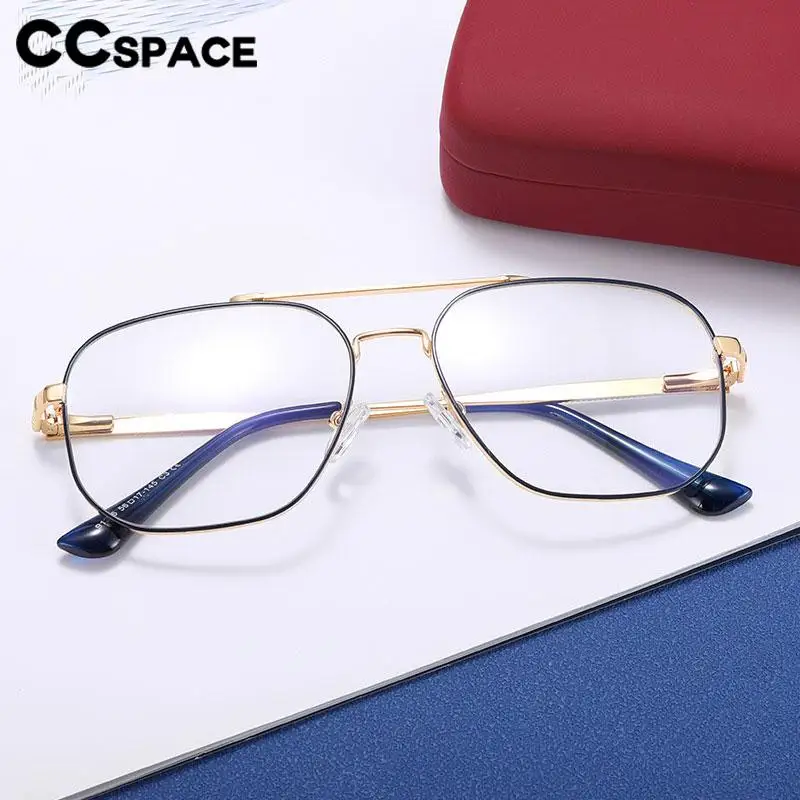 57238 Trend Large Size Pilot Glasses Frame Men Fashion Spring Hinge Anti Blue Light Eyeglass Women Prescription Spectacle