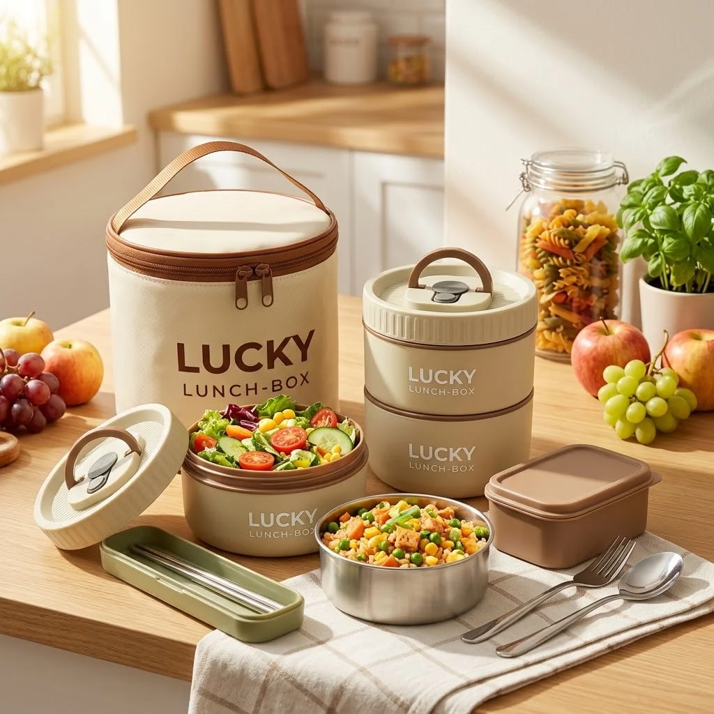 304 Stainless Steel Lunch Box Thermal Microwave Safe Bento Box Double Layer Insulated Food Storage Containers Kids Adults School